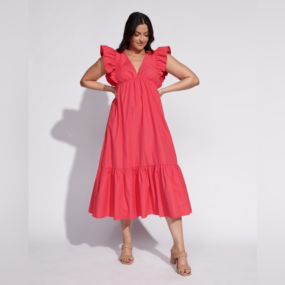 Abercrombie Flutter Sleeve Tiered Midi Dress